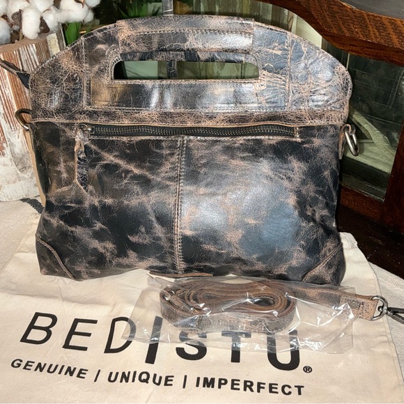 NWT Bed Stu Leather Greenway Handbag Crossbody Bag Black Lux MSRP $265 - Picture 2 of 13